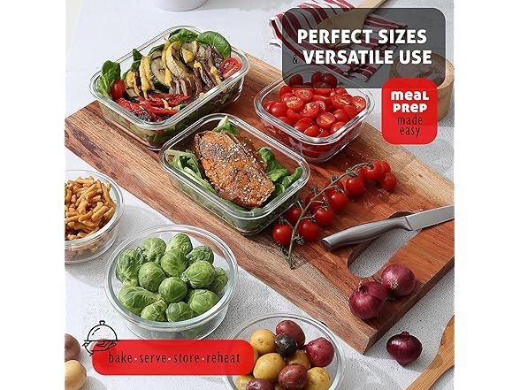 EATEX 24pc Glass Storage Containers with Lids