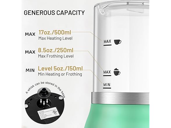 Secura Detachable Milk Frother and Steamer