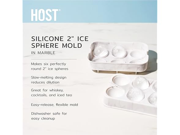 Host Silicone 2" Ice Sphere Silicone Mold w Marble Finish