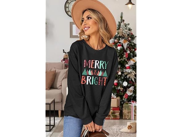 Fayaleq Women (XL) Christmas Sweatshirt Merry Tops