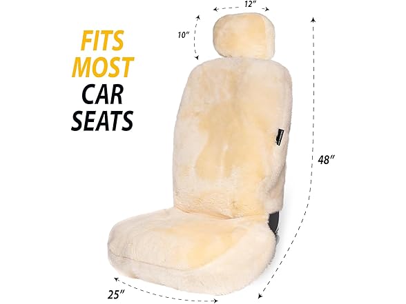 ZONE TECH Sheepskin Car Seat Cover Ivory or Black