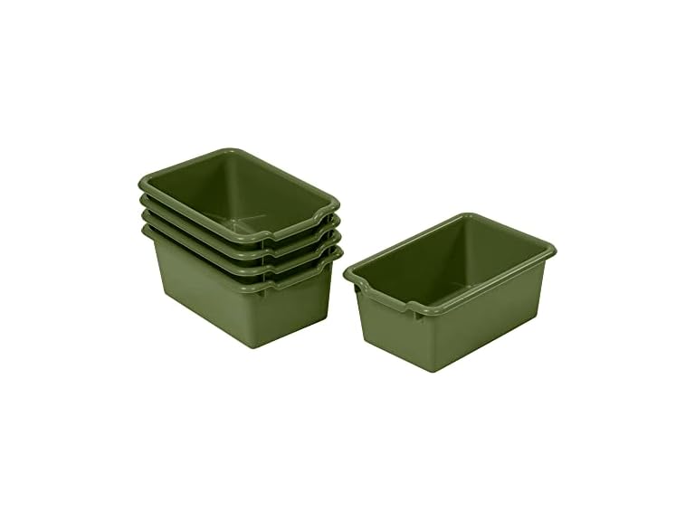 ECR4Kids Scoop Front Storage Bin, Multipurpose Organization, Hunter Green, 5-Piece