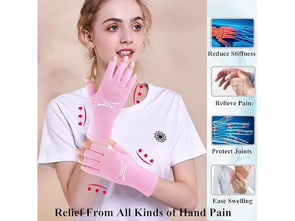 2 Pairs Arthritis Gloves for Pain Relief Med