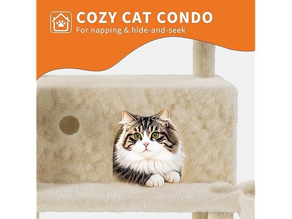 68.5 in Multi-Level Cat Tree for Indoor Cats- Beige