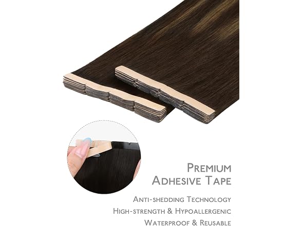 WENNALIFE Dark Brown 3.15" Wide Tape in Hair Extensions
