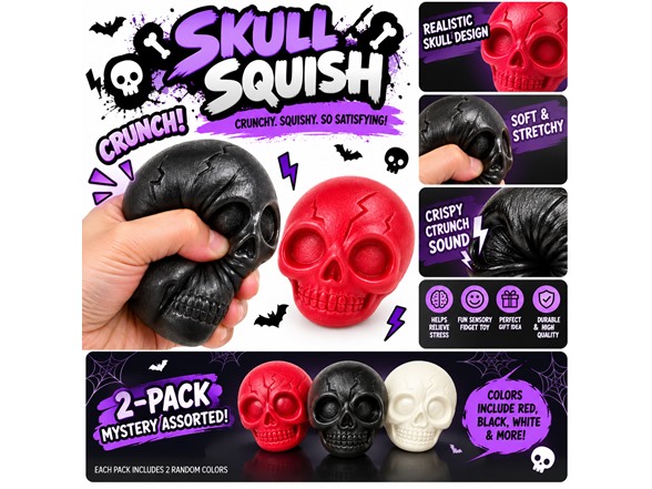 Skull Crunch Squishy 2-Pk