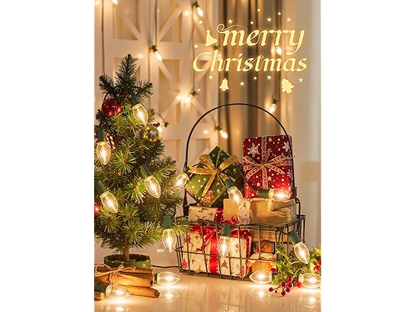 Minetom Vintage C9 LED Christmas Lights Outdoor Warm White, 50ft
