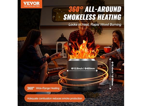 Smokeless Fire Pit Stove Bonfire, H: 15.4 in