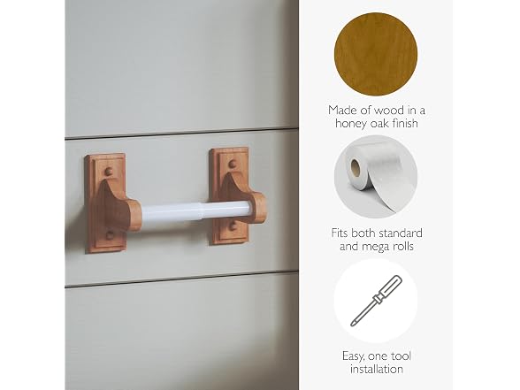 Design House Dalton Toilet Paper Holder, Honey Oak