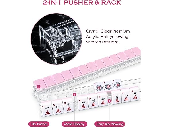 Mahjong Racks with Pushers Set of 4 Clear Acrylic 
