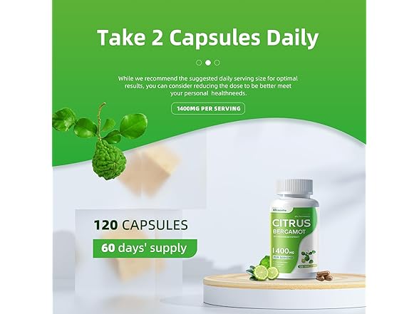 Organic Citrus Bergamot 1400mg, 120 Capsules