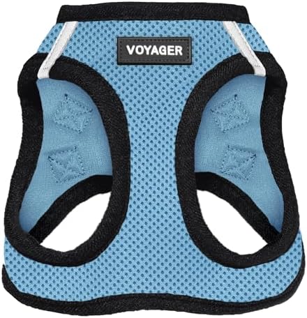 Best Pet Supplies - All Weather Mesh, Reflective, No Pull Harness for Small, Medium Dogs, Cats - Secure with Hook & Loop Fastener, Buckle, Double D-Rings - Baby Blue/Black Trim, M