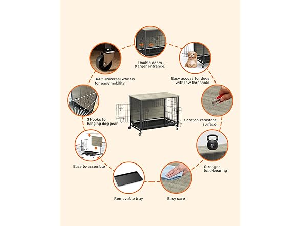 GAOMON 38.6" Double-Doors Dog Kennel