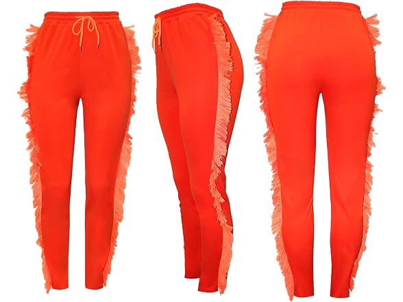 Letsvdo Women (XL) Fringe Jogger Casual High Pants