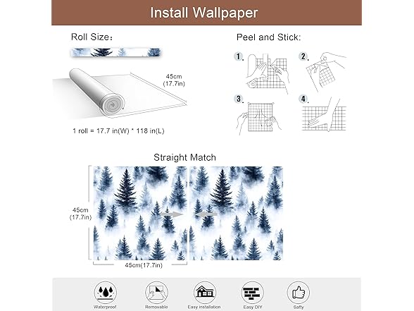 LaiTique Forest Peel Stick Wallpaper