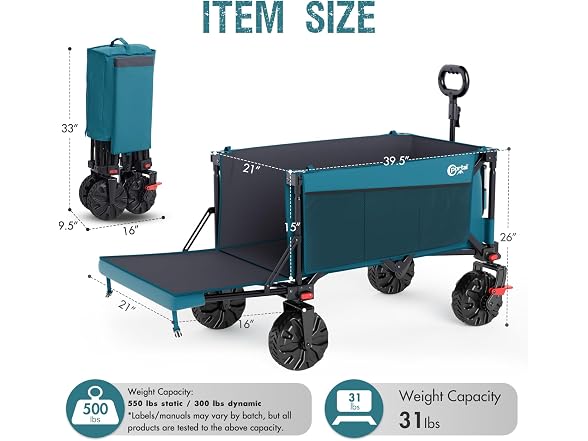 Portal Black 300L Foldable Wagon Cart