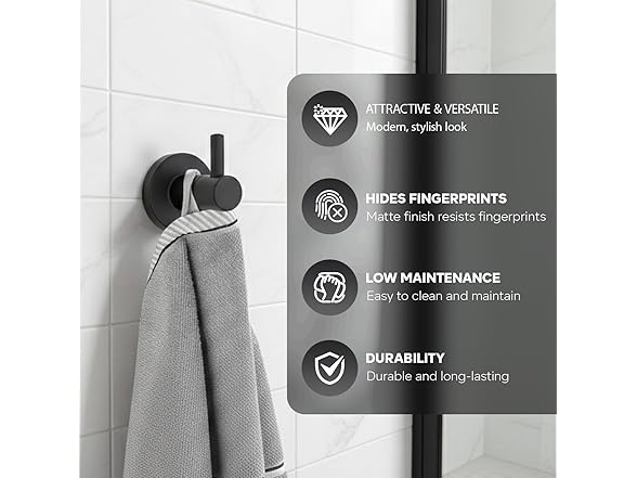 Robe Hook Matte Black Wall Mount