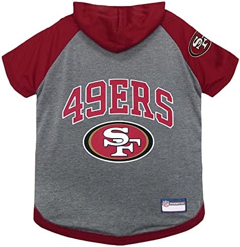 Pets First NFL San Francisco 49ers Hoodie for Dogs & Cats. | NFL Football Licensed Dog Hoody Tee Shirt, Large| Sports Hoody T-Shirt for Pets | Licensed Sporty Dog Shirt