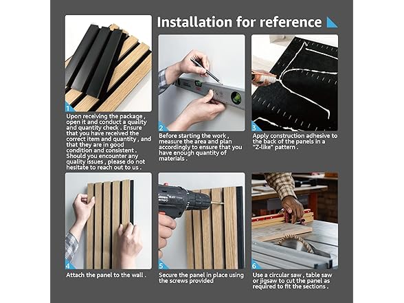 Art3d 4-Piece Wood Slat Acoustic Panels 