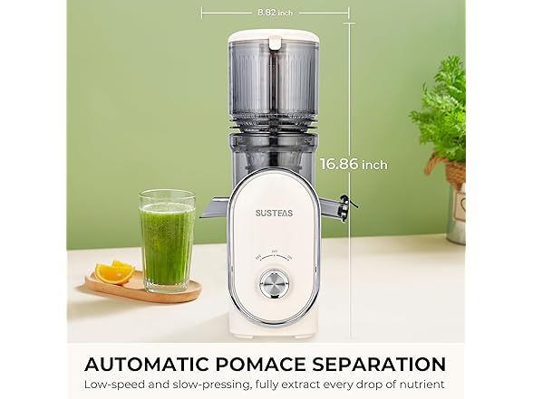 SUSTEAS Whole Fruit Cold Press Juicer