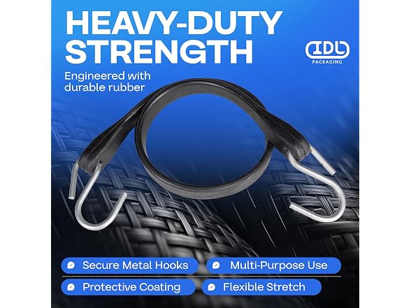IDL Packaging Bungee Cords 9-inch with Hooks, 25-Pack