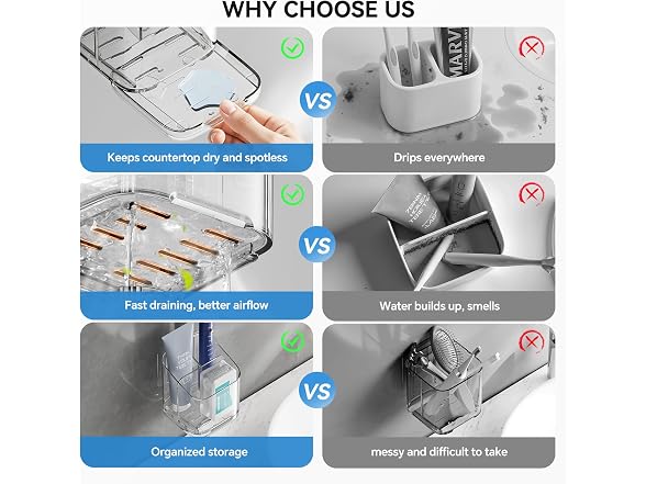 VNYIFAN 3 Slots Detachable Toothbrush Holders Wall
