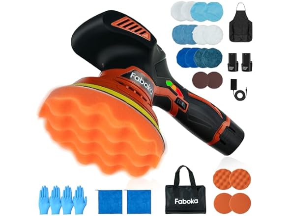 FABOKA FA001 6in Cordless Car Buffer Polisher Red