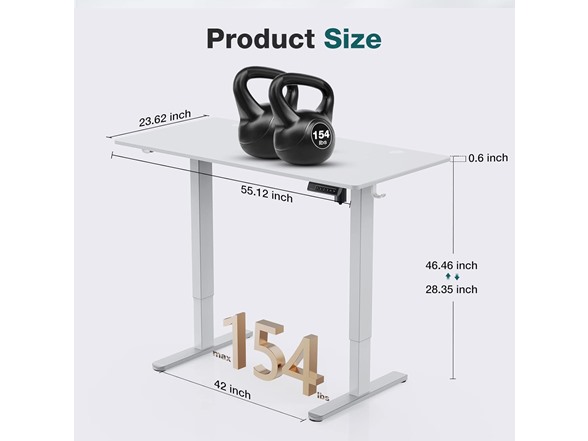 Sweetcrispy Electric Standing Desk, White, 55 x 24in