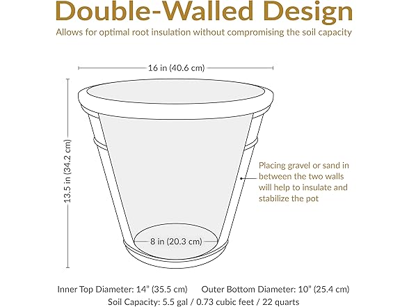 Sunnydaze 16-Inch Arabella Large Plastic Pot 2-Pack