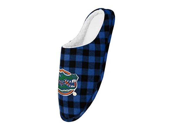 FOCO Mens NCAA Sherpa Lined Buffalo Check Slippers