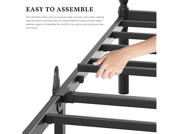 ZIYOO 14 inch Metal Queen Bed Frame with Vintage Style