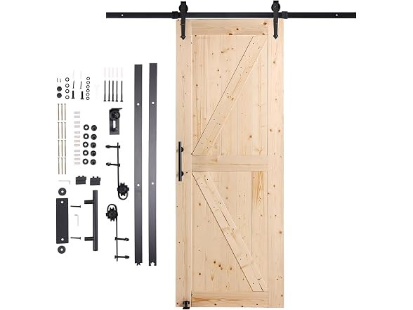 Barn Door and Hardware Kit, 30" x 84" Wood