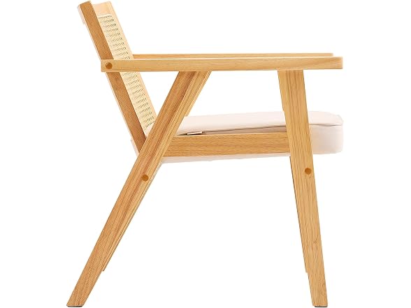 Mid Century Modern Rattan Chair, Upholstered