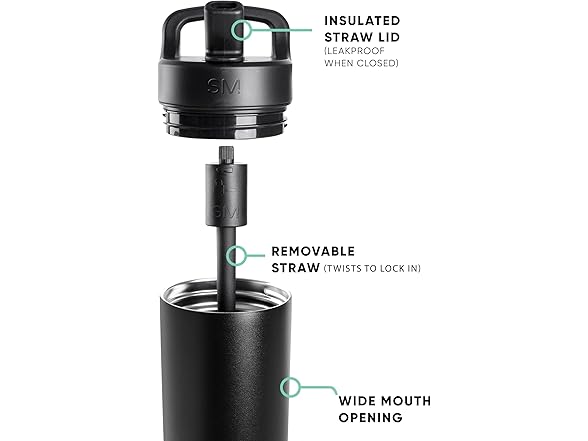 Simple Modern Water Bottle with Straw lid 24oz, Blush