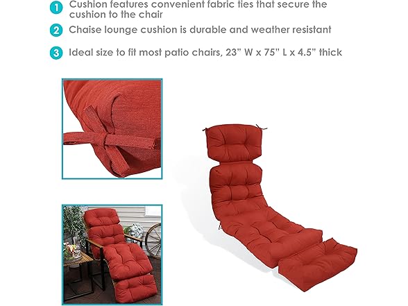 Sunnydaze Decor Chaise Lounge Chair Cushion