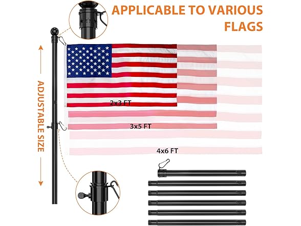YeYeBest Flag Pole, 6 FT Flag Pole Kit