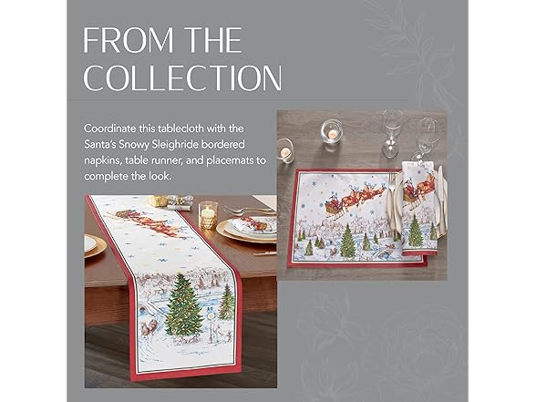Elrene Home Fashions Santa Sleighride Tablecloth
