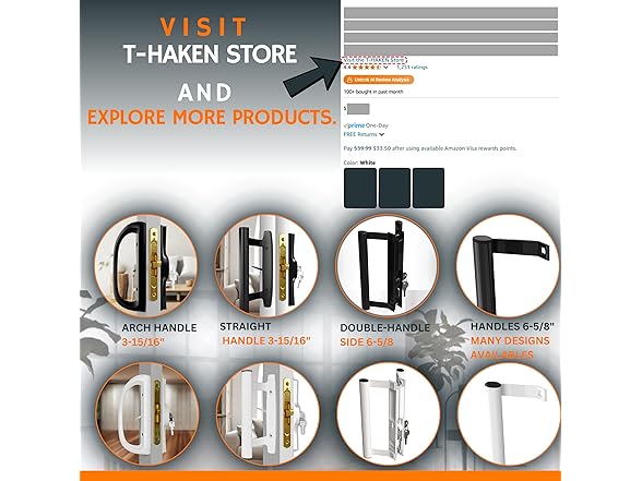 T-HAKEN Sliding Glass Door Handle Set