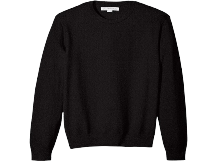 Amazon Essentials Men's Long-Sleeve Crewneck Sweater, 100% Cotton, Big & Tall Options Available, Black, Medium