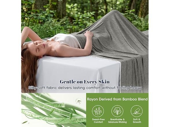 PHF Charcoal Grey Cooling Blanket Throw XL Size 50"x70"