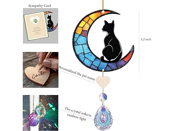 Black Cat Suncatcher Crystal Rainbow