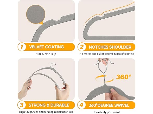 HealSmart 30 Pack Heavy Duty Velvet Hang