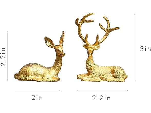 Veumoie 2 PCS Noble Couple Deer Statue