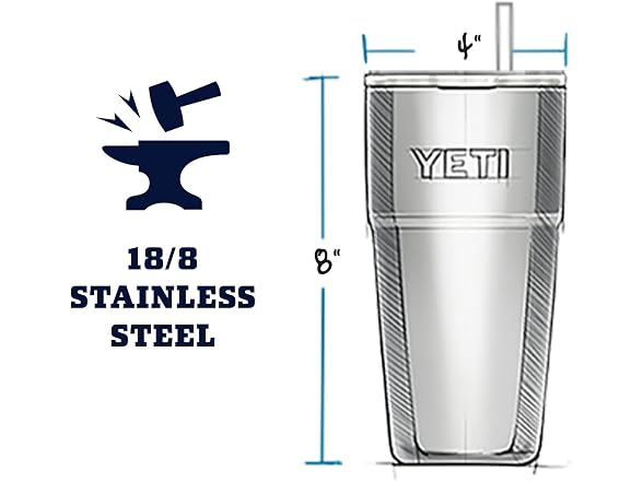 YETI Rambler 26oz Straw Cup, Rescue Red