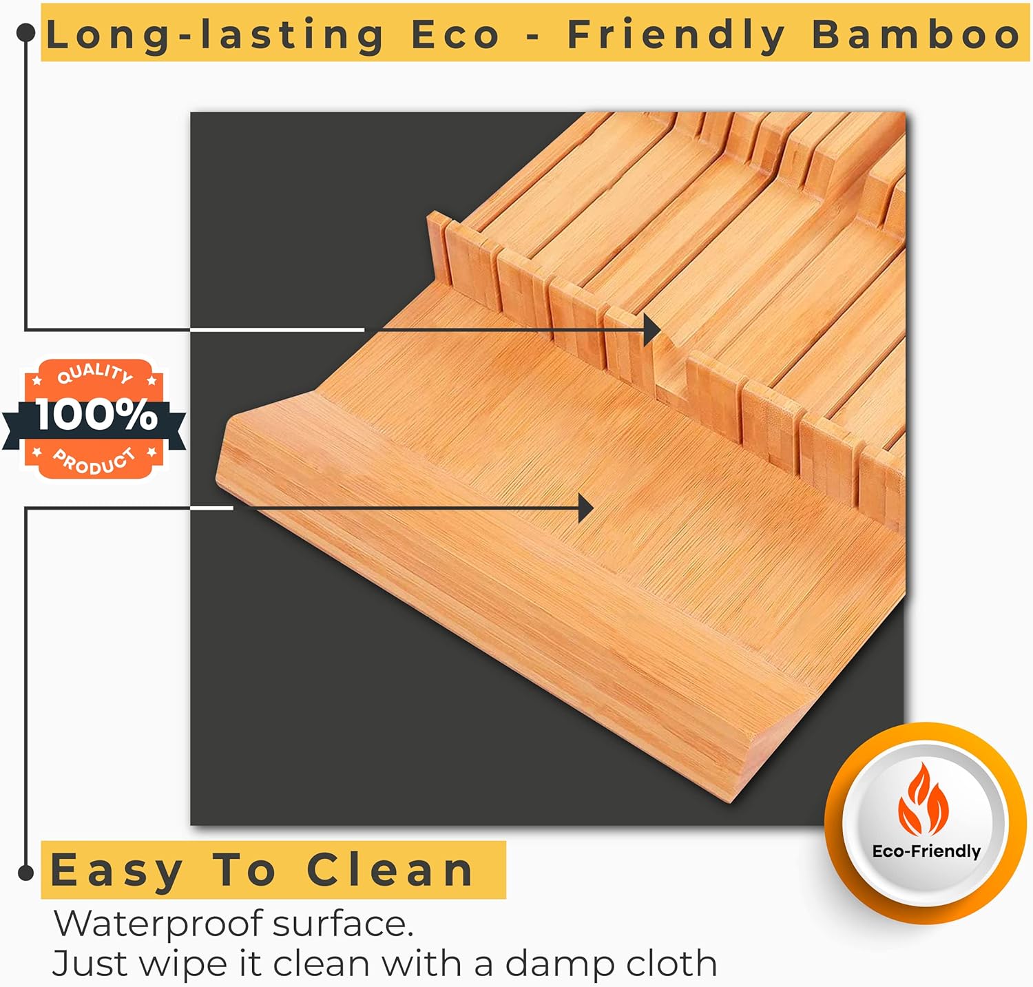 16 Knife Bamboo Drawer Organizer - Gallery 10