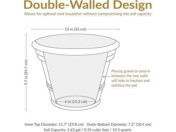 Sunnydaze 13-Inch Laurel Large Plant Pot 2 Pack