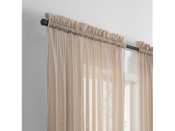 PAIRS TO GO Voile Sheer Curtains, Taupe