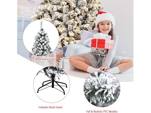 Goplus 7.5ft Pre-Lit Artificial Christmas Tree