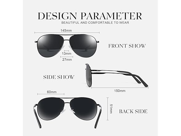 gesruny Polarized Aviator Sunglasses