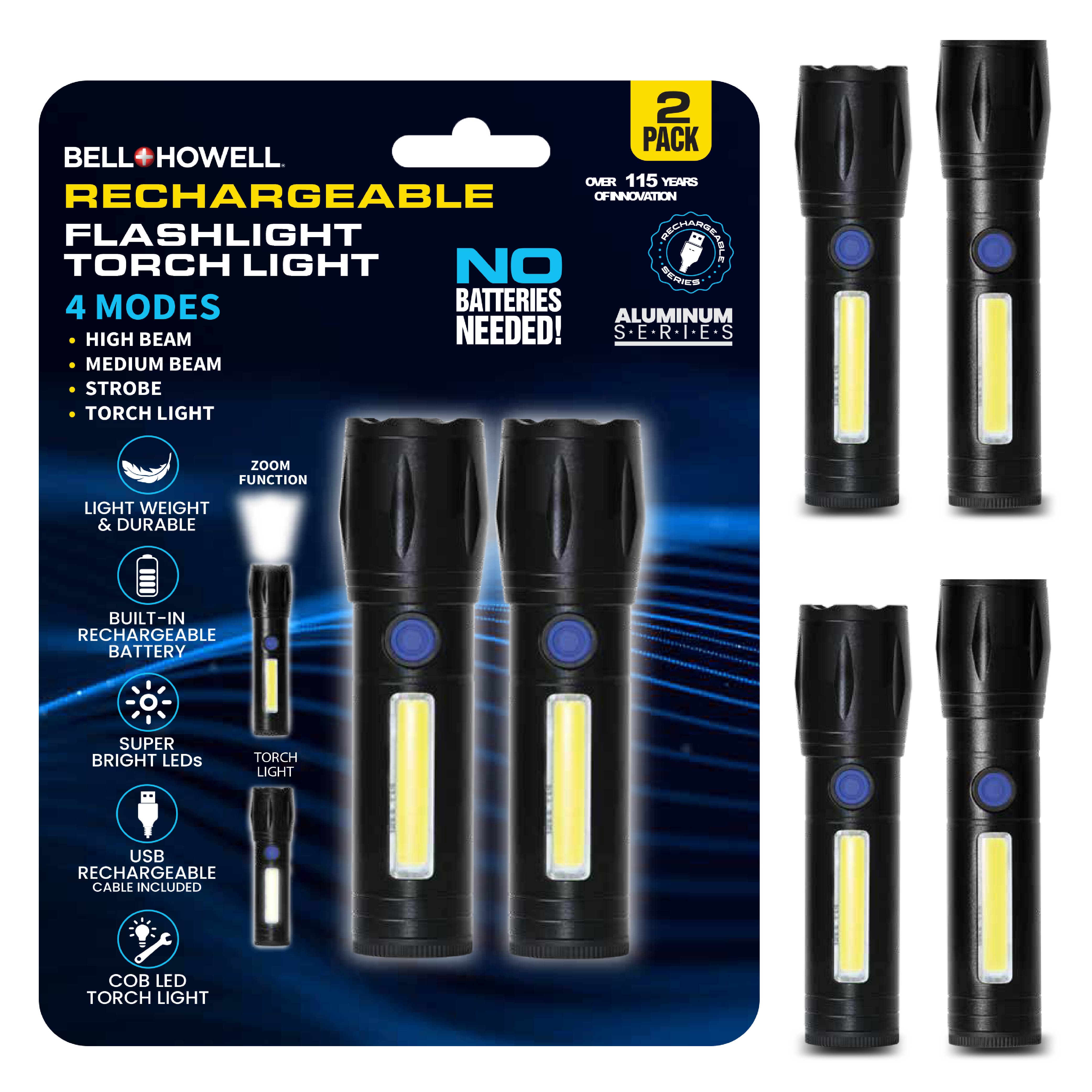 Rechargeable 2Pc Flashlight Torchlight - Gallery 6